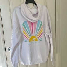 NEW Ivory Ella Womens Sunny Days Elephant Hoodie Sweatshirt NWT L White
