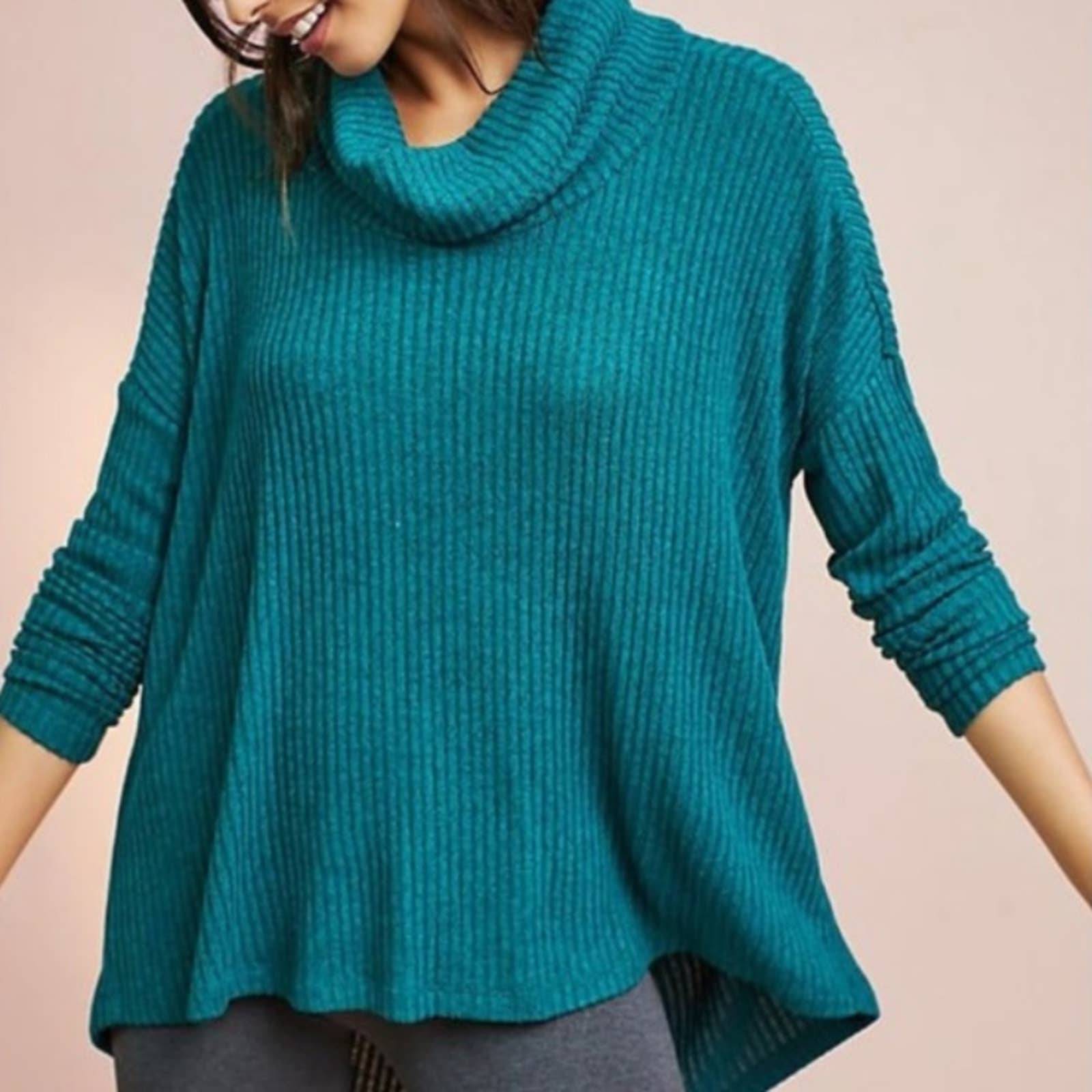 Anthro Saturday Sunday Teal Cowl Neck Pull Over Sweater