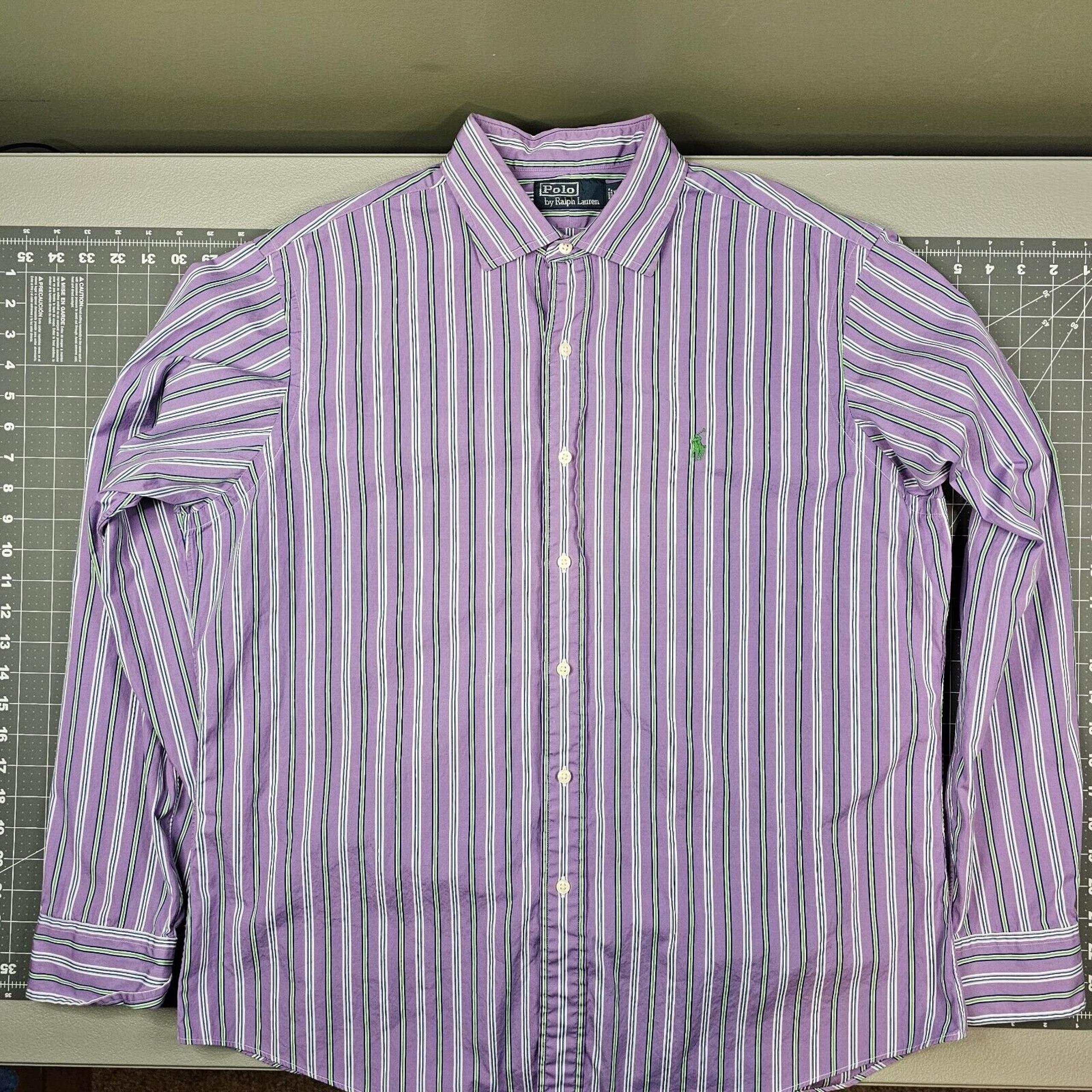 Vintage Polo Ralph Lauren Shirt Mens XL 90s Y2K Striped Preppy Casual Academia