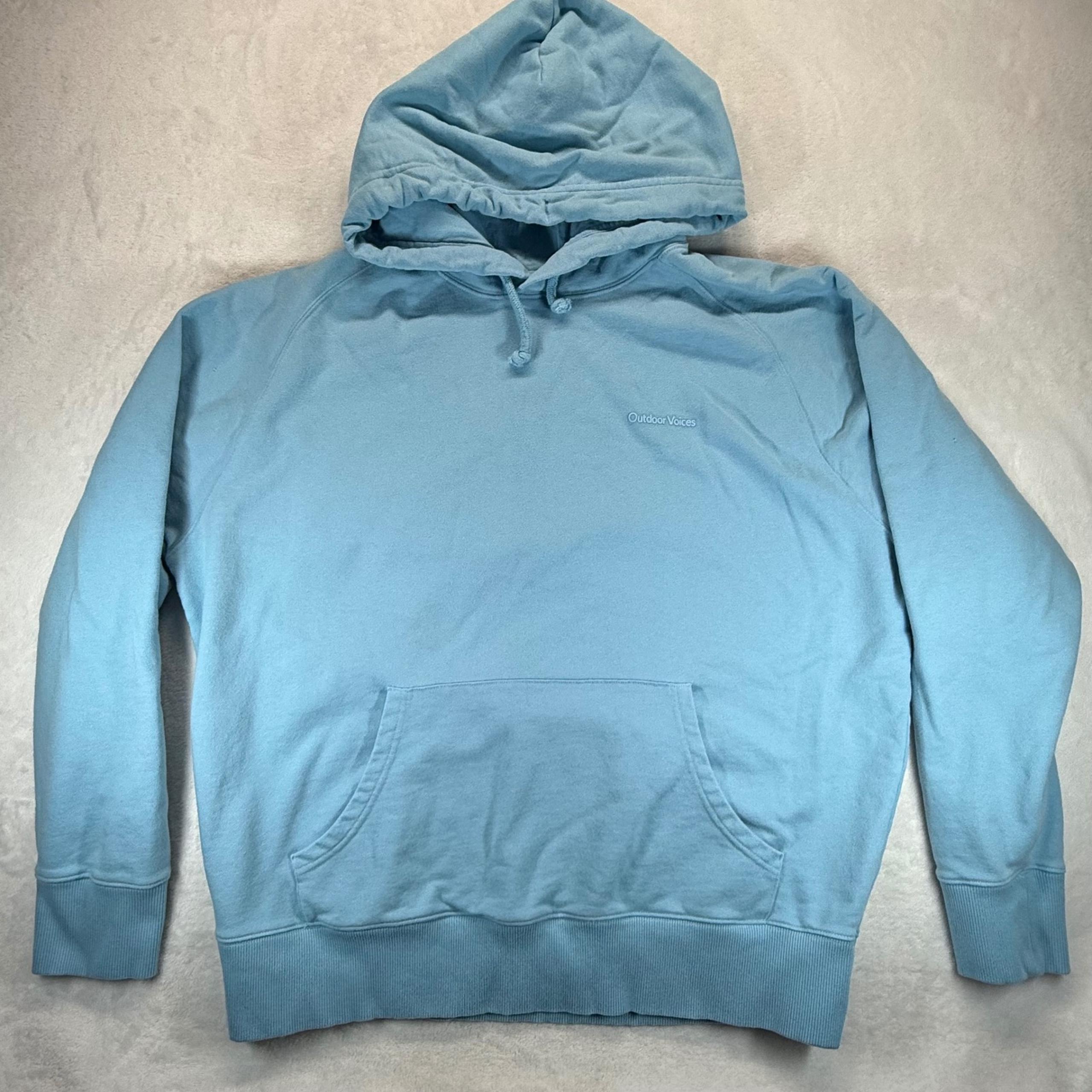 Outdoor Voices Hoodie Pullover Organic Cotton Sweatshirt Comfy Blue XL
