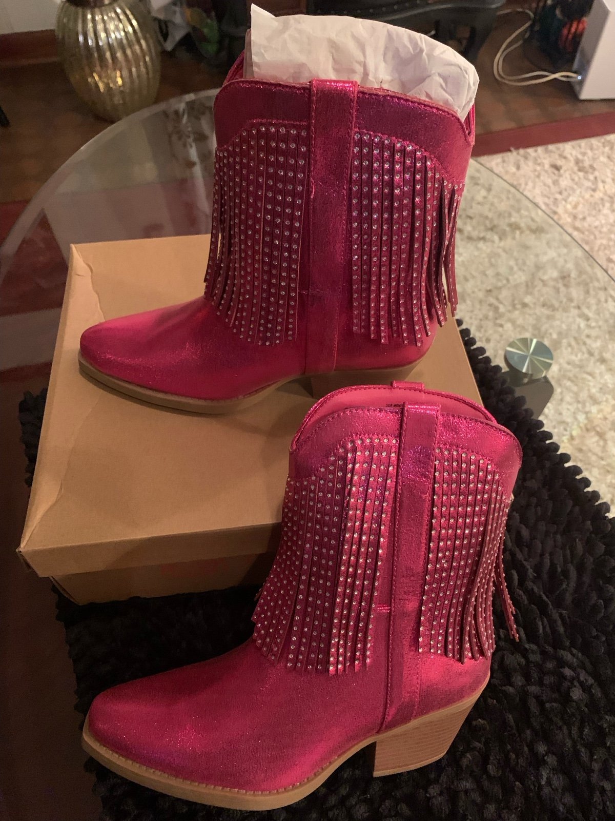 Sugar - Monika Pink mini boots with silver tassels