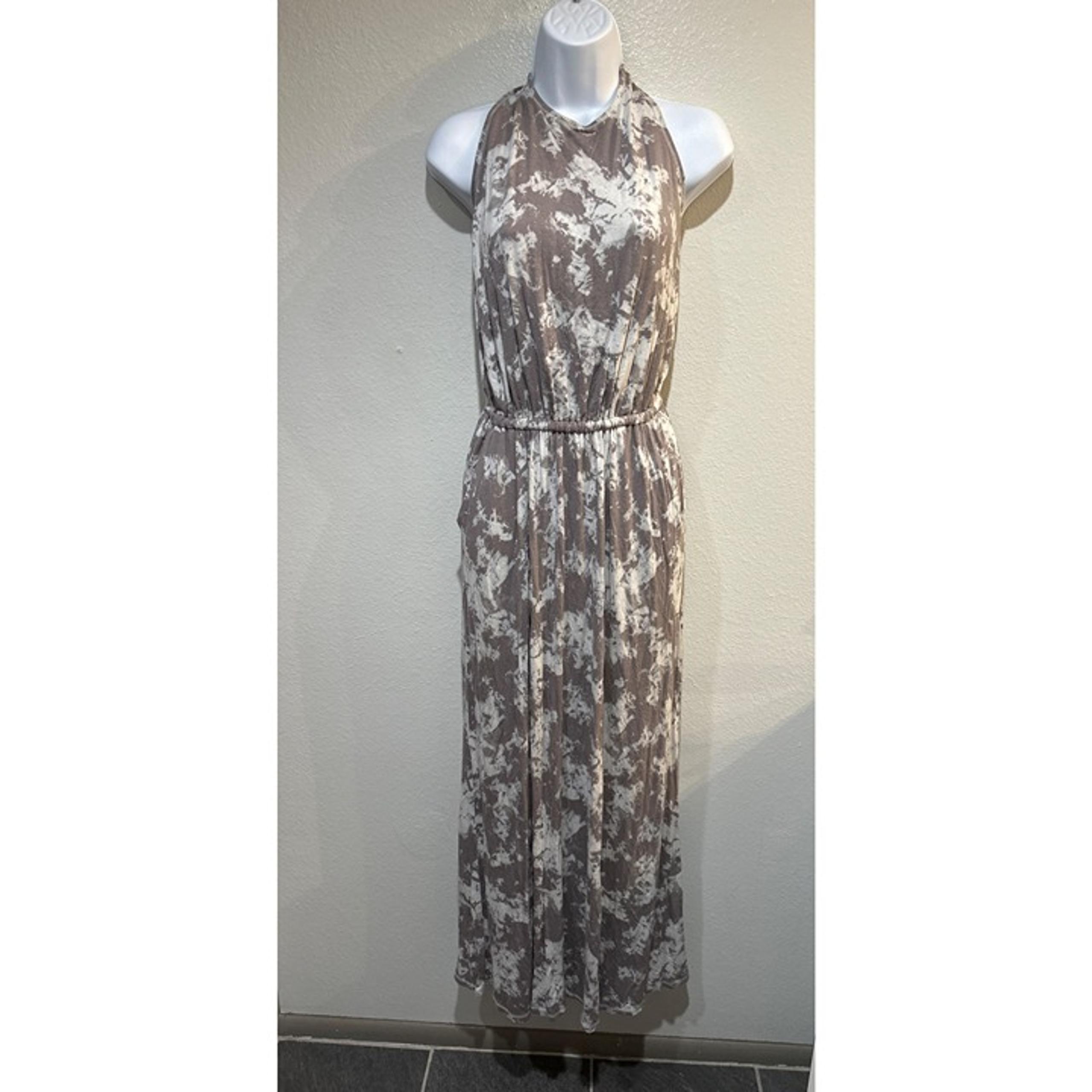 Rachel Roy M Mushroom Combo Backless Sleeveless Maxi Dress