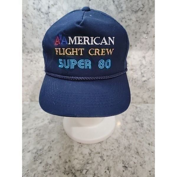 American Flight Crew Hat Cap Super 80 AA Navy Blue Snapback Baseball Cap Unisex