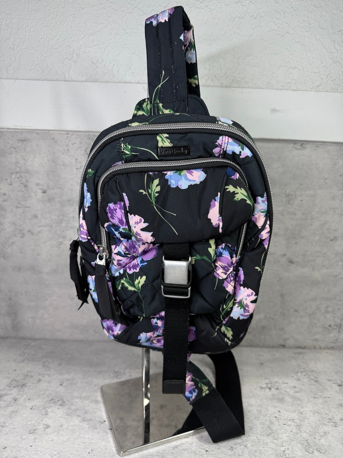 Vera Bradley Women's Performance Twill Utility Sling Backpack, Floating Plum