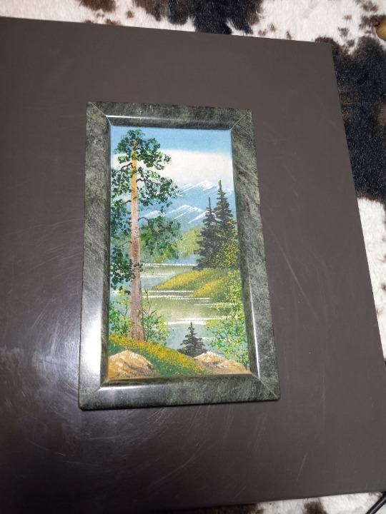 Vintage crushed gemstone art