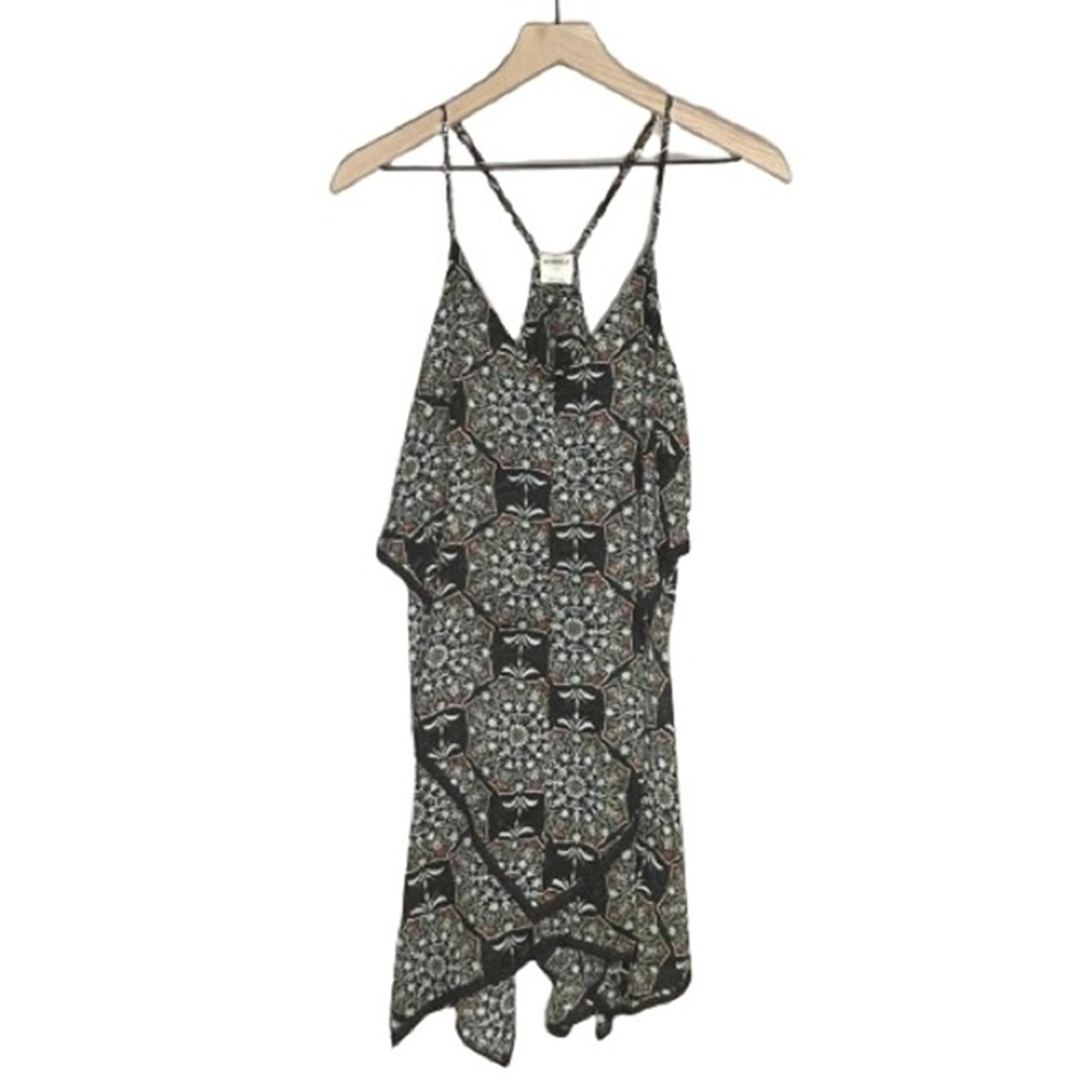 Women's S Intimately Free People Floral Mini Slip Rare Lace Hem Black Print