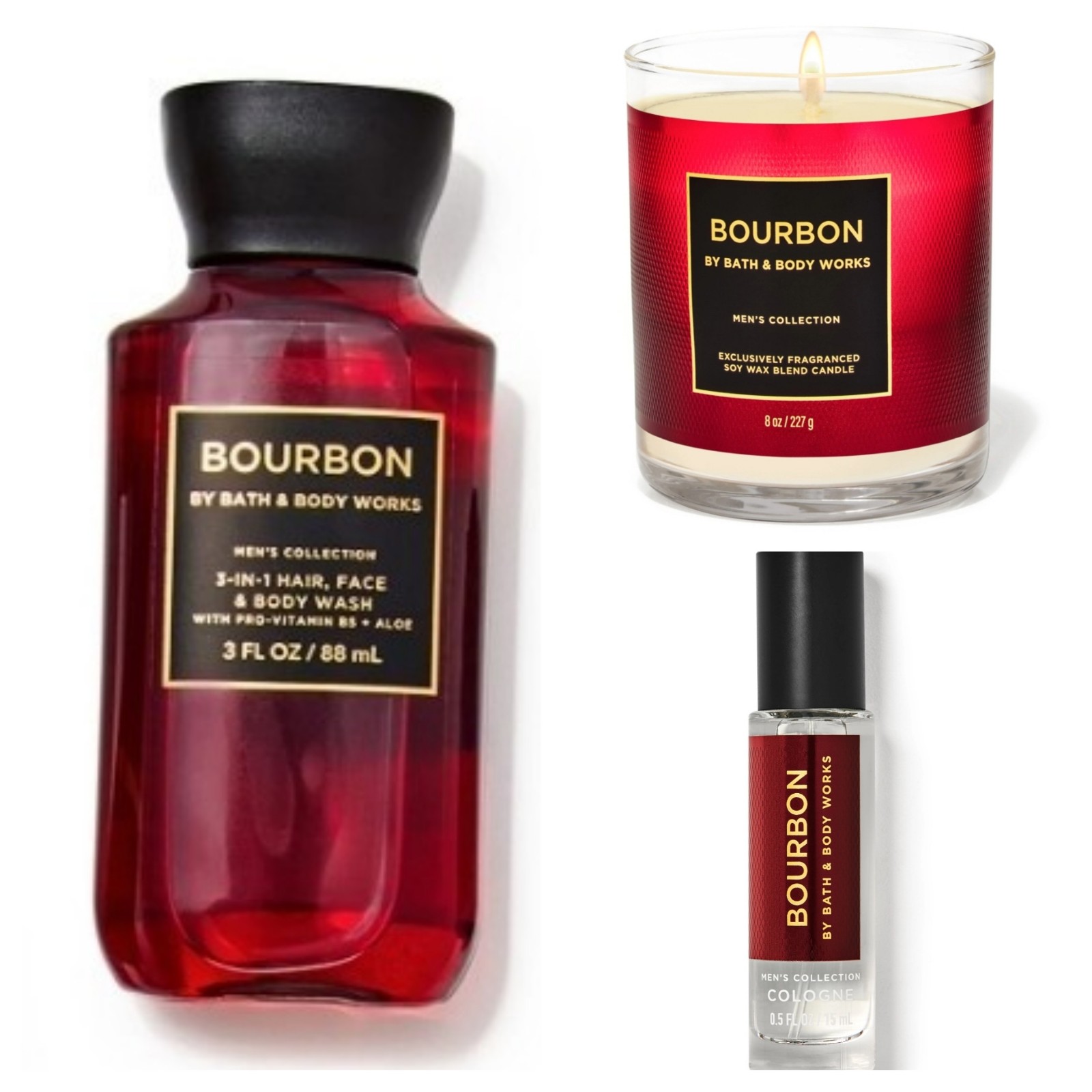 3 Bath & Body Works Bourbon Candle Body Wash Cologne