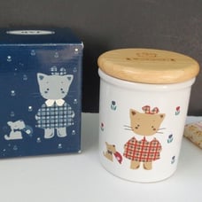 Sanrio Vintage 1995 Winkipinki Ceramic Jar Storage Canister & Wooden Lid New