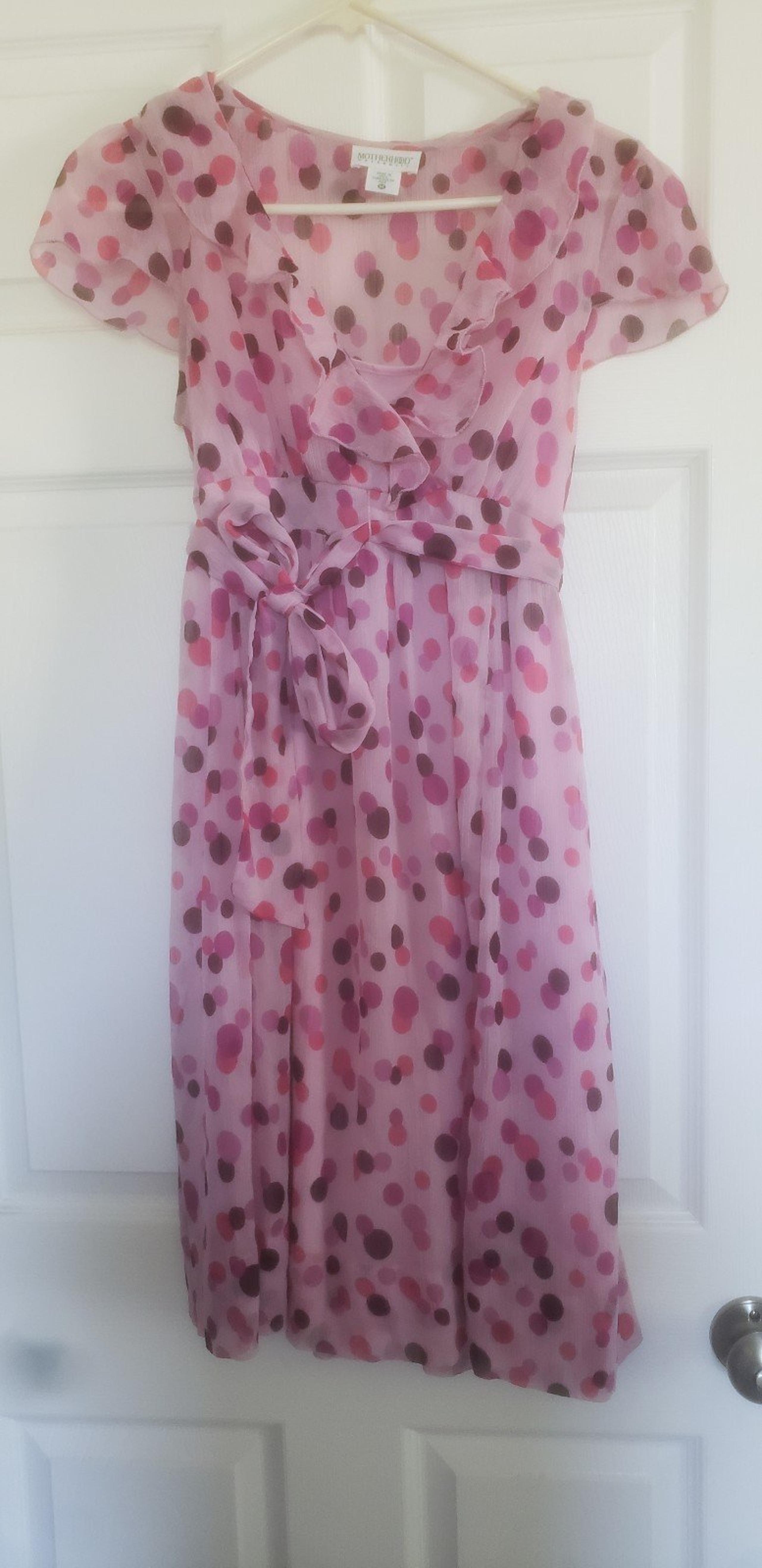 Motherhood maternity pink polkadot dress