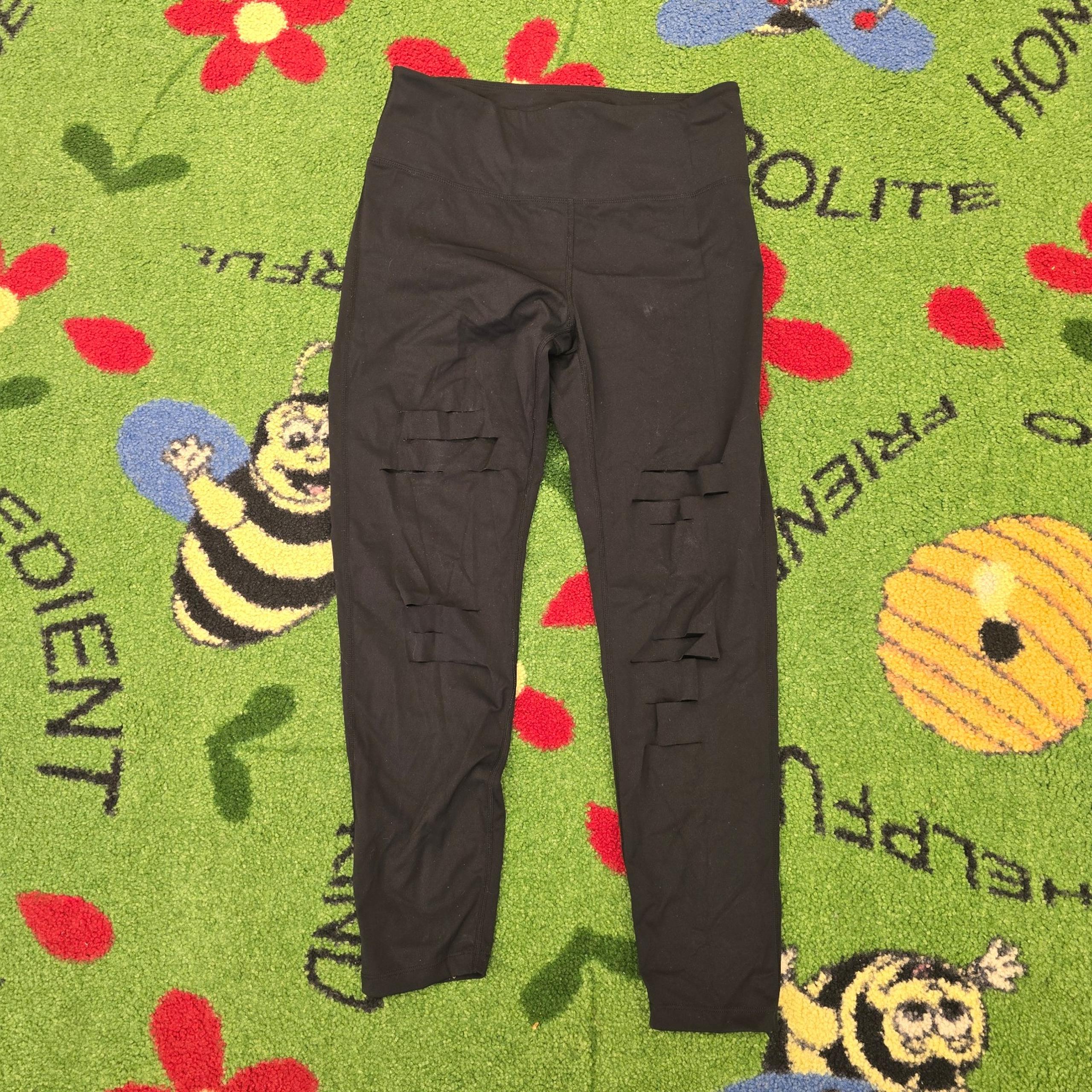 ZYIA Black Leggings With Slits Accents Size 6-8