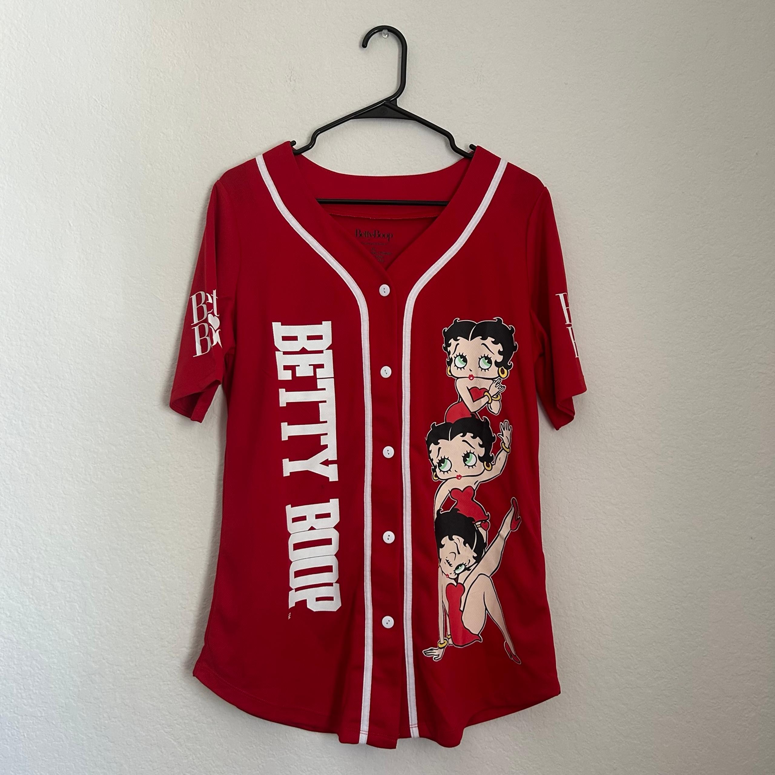 Betty Boop Red Graphic Baseball Jersey