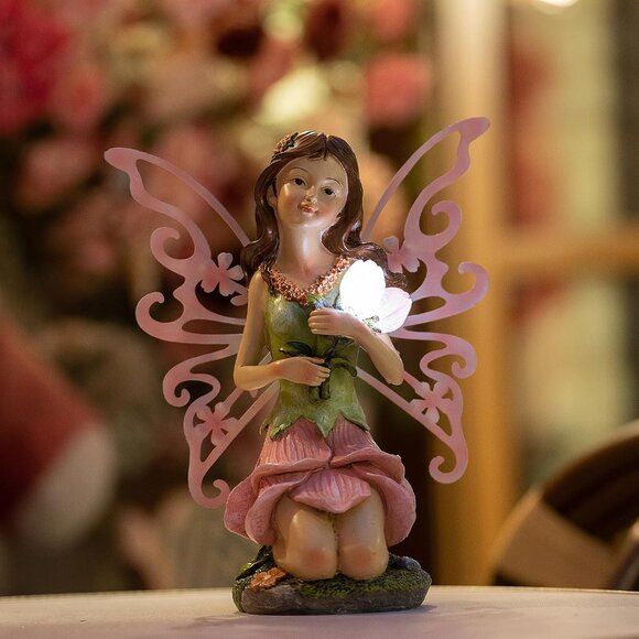 New Fairy Decor Solar-Powered Resin Statue for Outdoor Garden Yards Lawn