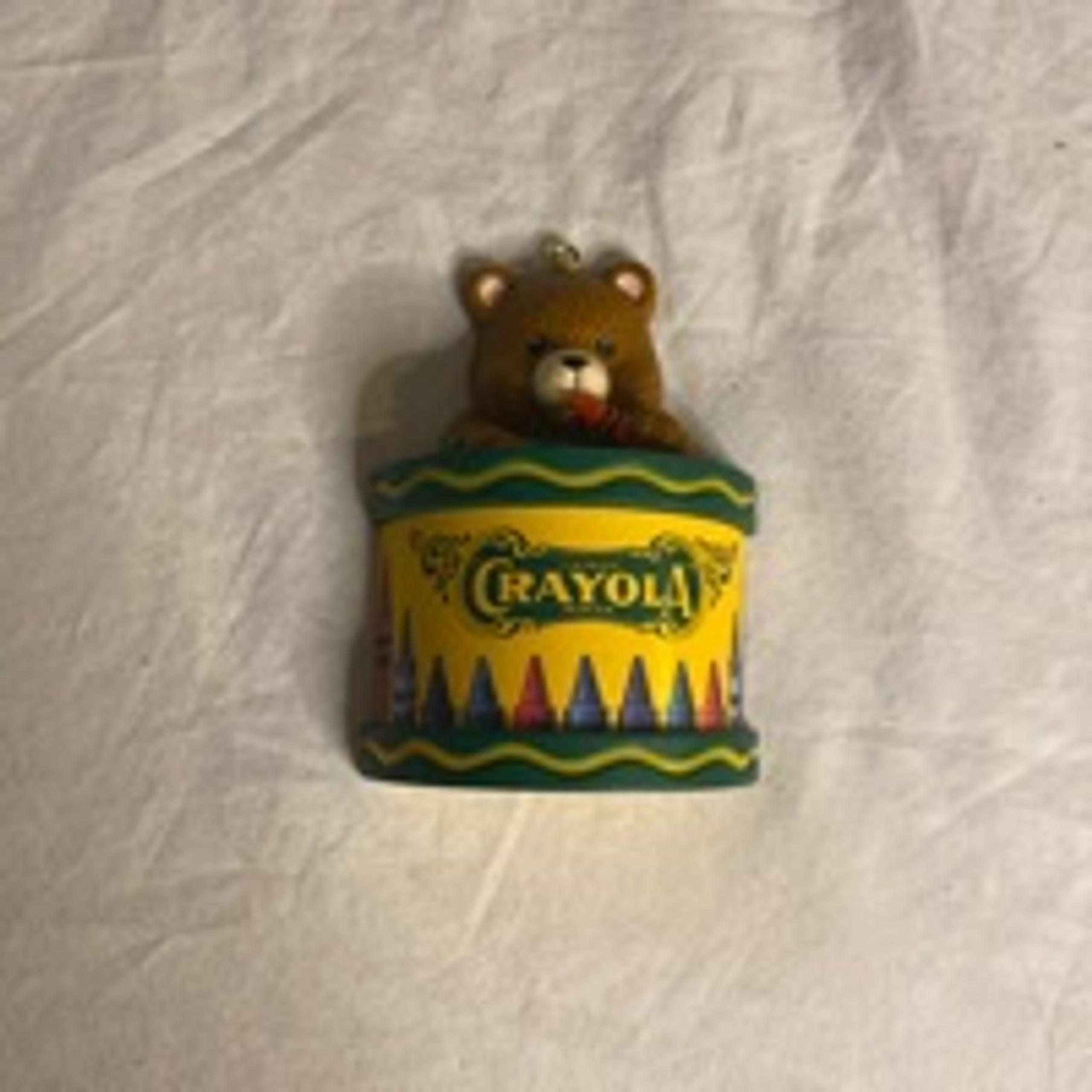 Vintage Crayola Bear Ornament Crayon Tin Binney & Smith Holiday Decor