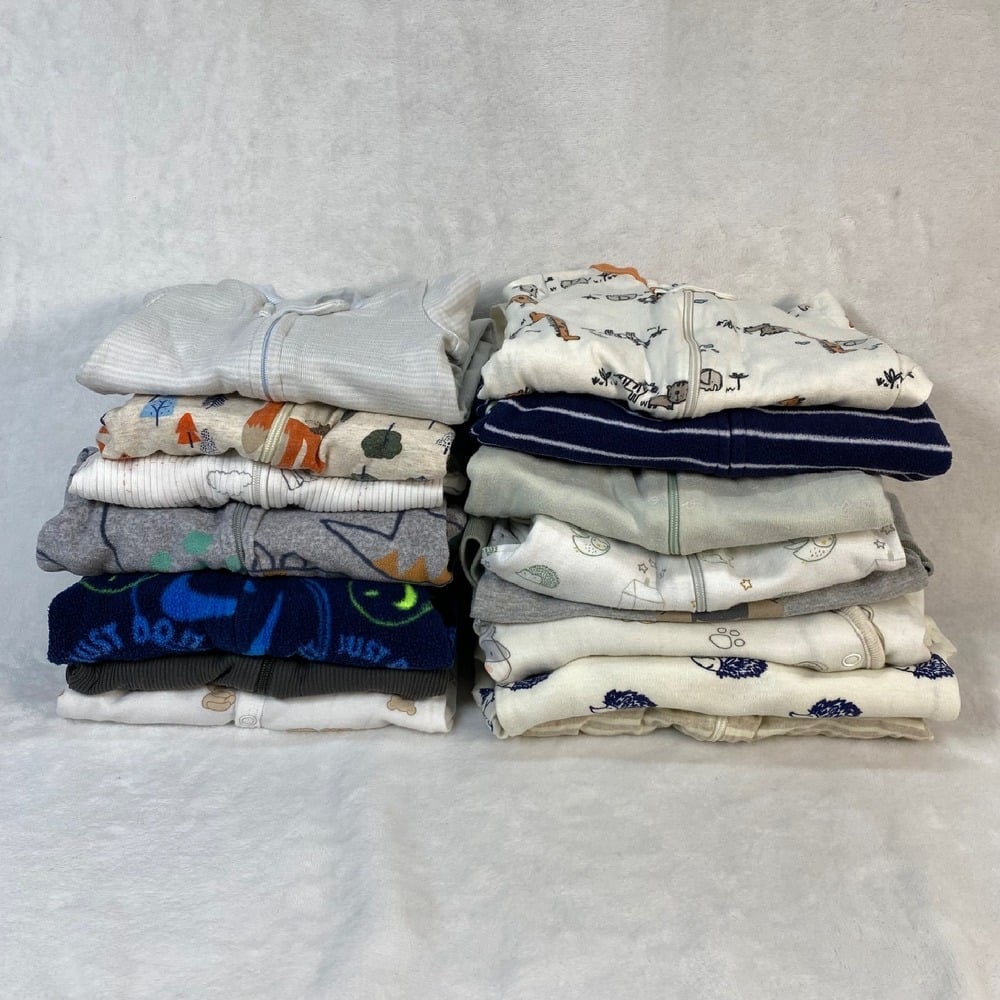 Lot 15 pcs NewBorn Baby Footed Pajama Bundle Sleepers Assorted Prints & Styles