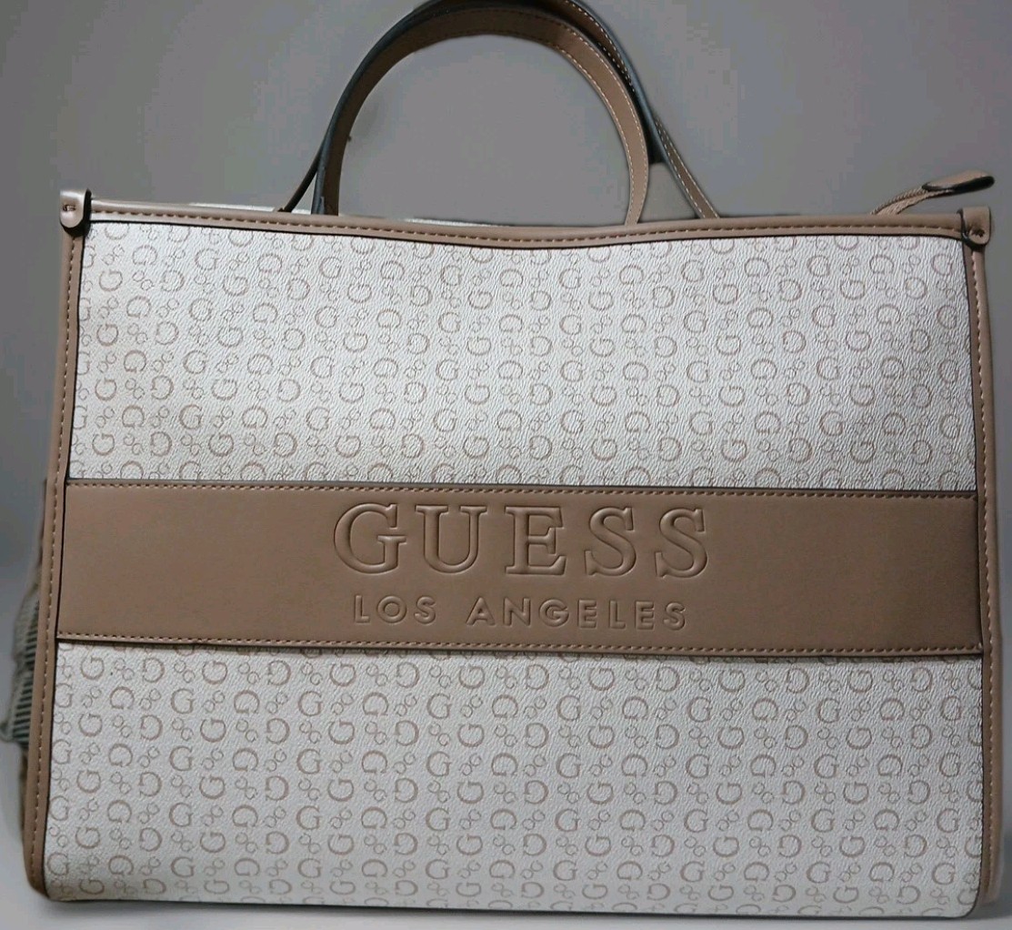Guess Los Angeles Large Tote Brown Handbag With Tags