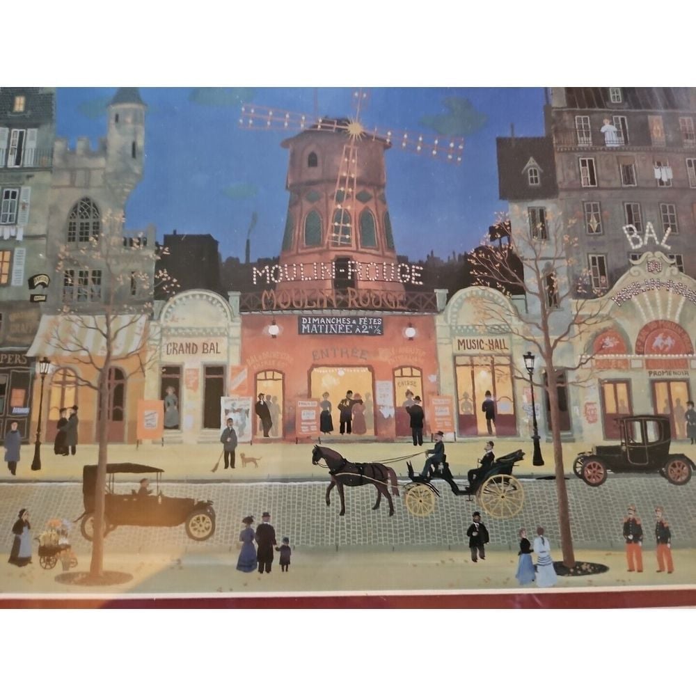 Michel Delacroix MOULIN ROUGE LA NUIT Paris Print Lithograph FRAMED Matted 26x20