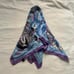 Large blue and purple animal print silk scarf