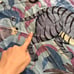 Large blue and purple animal print silk scarf