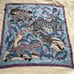 Large blue and purple animal print silk scarf
