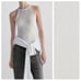 NWT. Massimo Dutti White Viscose Blend Knit Ribbed Halter Neck Top. Size S.