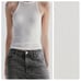 NWT. Massimo Dutti White Viscose Blend Knit Ribbed Halter Neck Top. Size S.