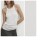 NWT. Massimo Dutti White Viscose Blend Knit Ribbed Halter Neck Top. Size S.