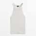 NWT. Massimo Dutti White Viscose Blend Knit Ribbed Halter Neck Top. Size S.