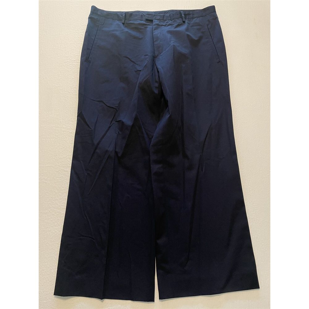 Burberry London 38 x 30 Made in France Dark Navy 100% Cotton Flat Front Trousers