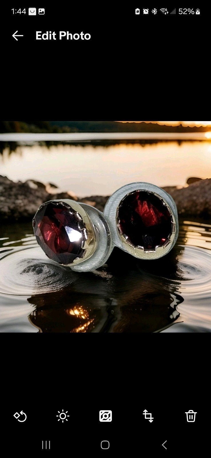 Vintage 14k Yellow Gold Garnet Stud Earrings With Plastic Push Back Disc Backs