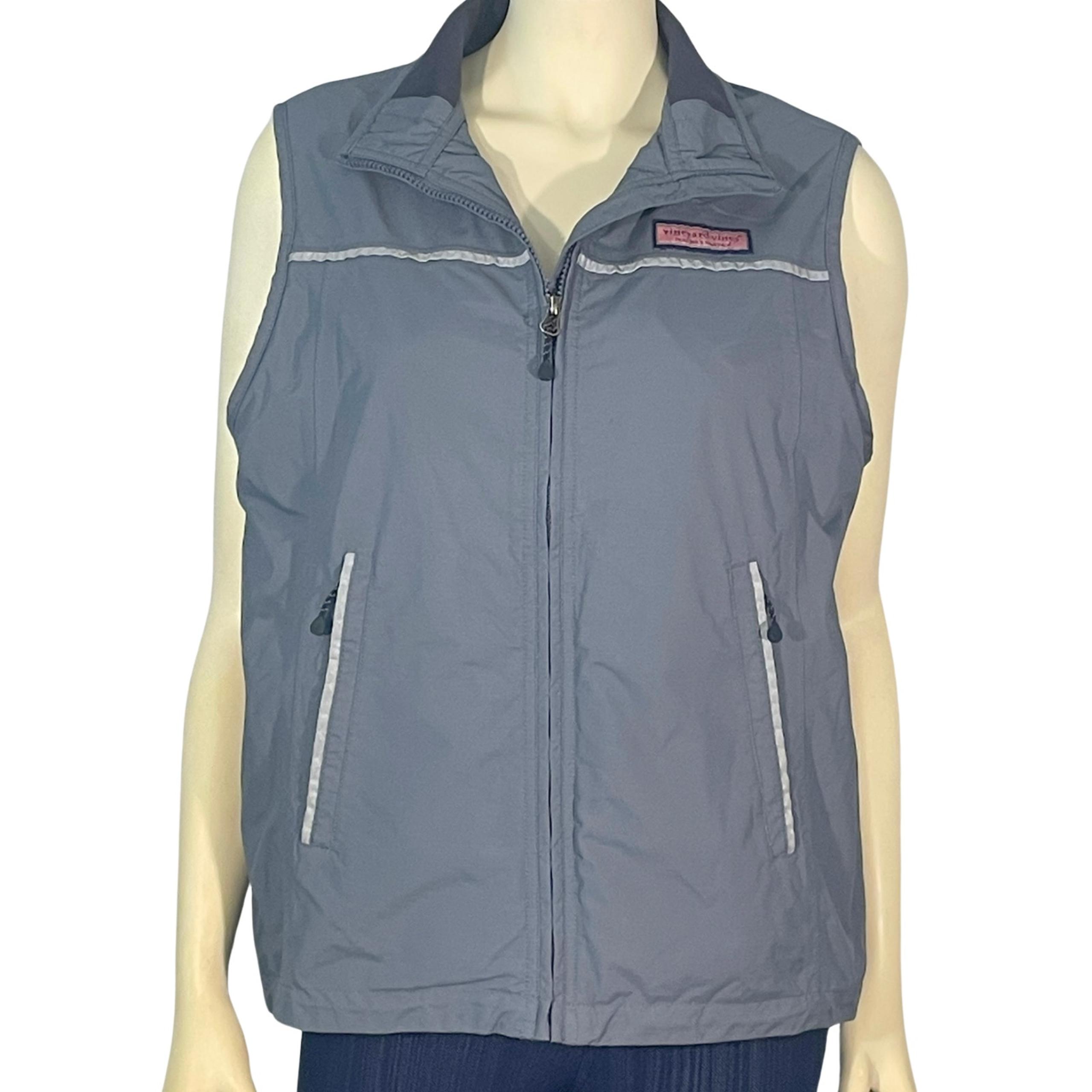 Vineyard Vines Sz S Utility Vest Fleece Lined Zip Up Wind Resistant Nylon Blue