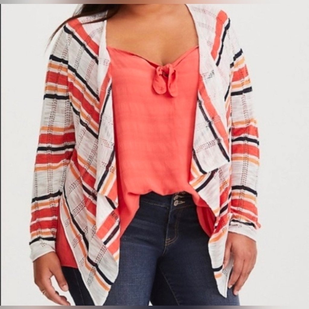Torrid stripe open drape cardigan size 1