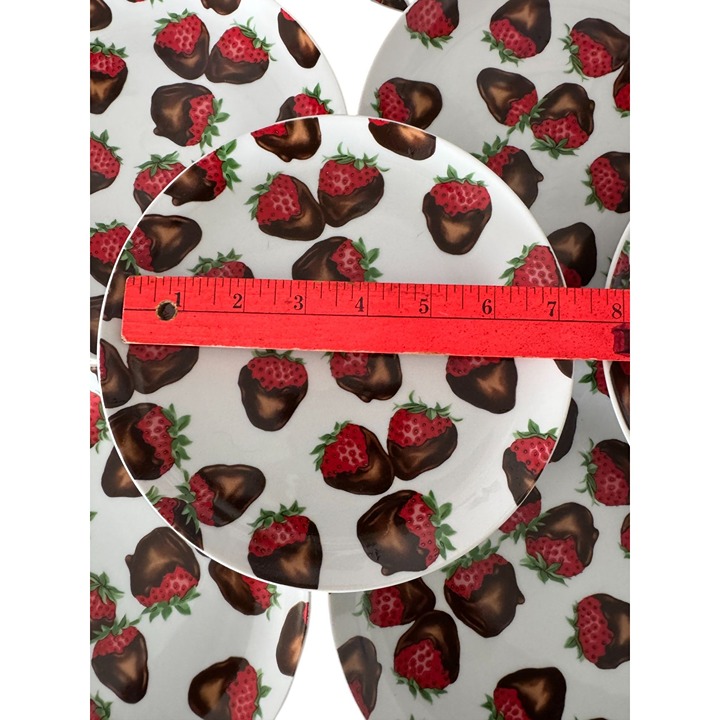 Set Of 12 Department 56 Chocolate Strawberry Dessert Plates 7 Made In Japan Cut