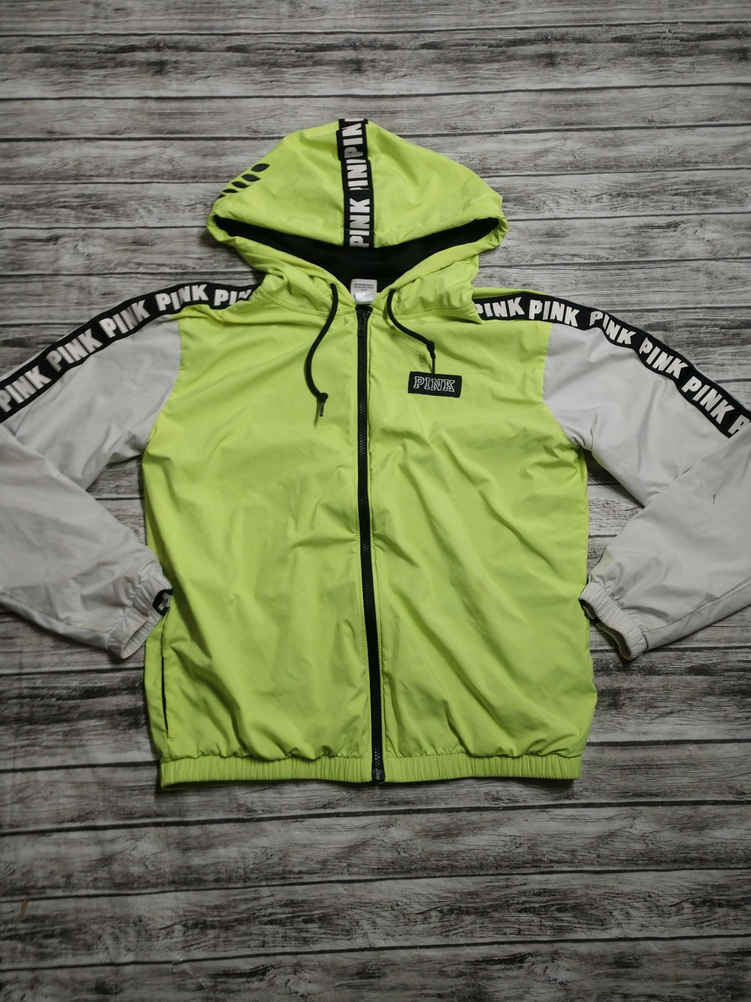 Womens XS PINK Windbreaker Jacket Neon Yellow/Black/White Good Cond Handful Of L