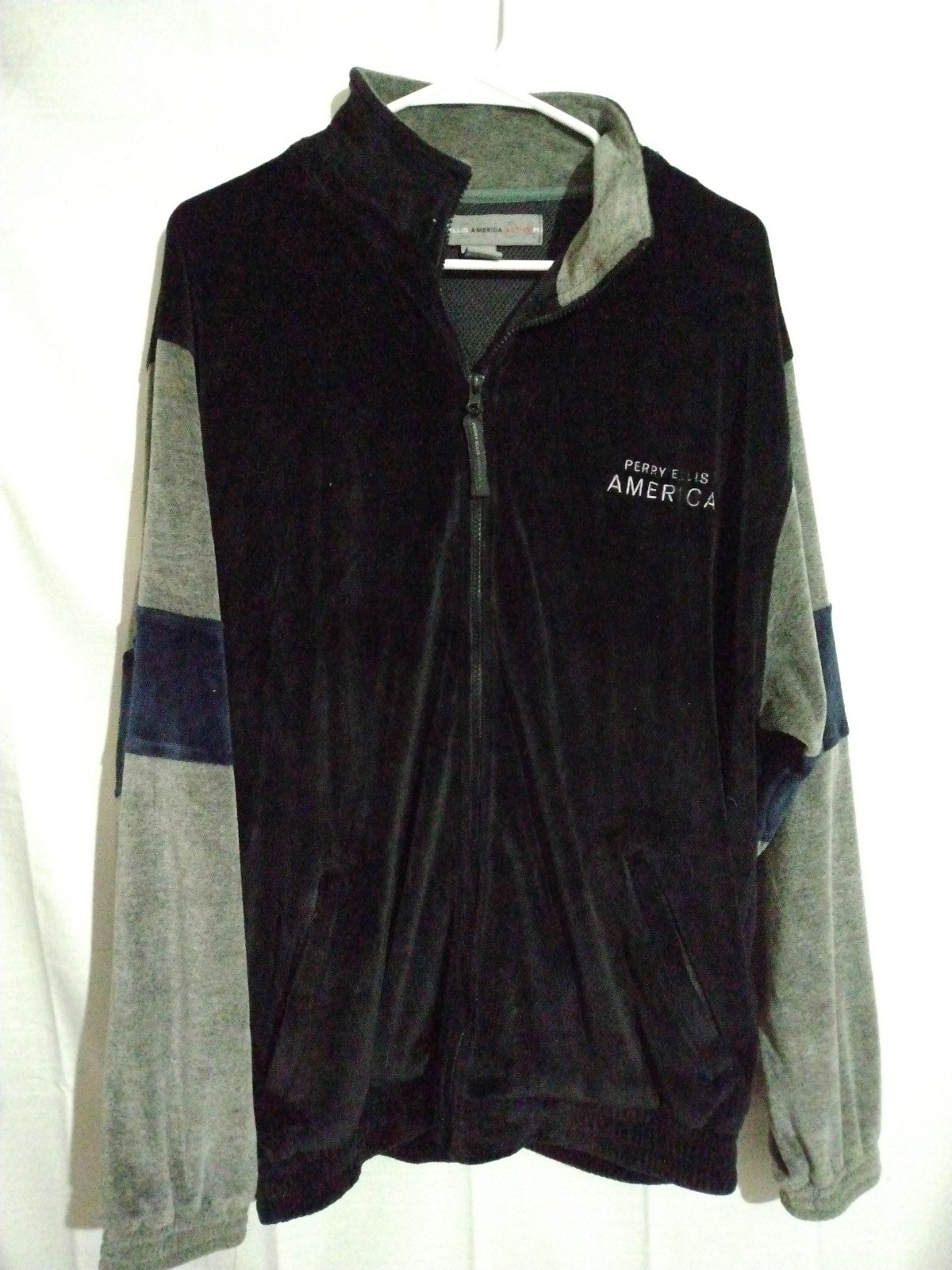 Perry Ellis American Full Zip Velvet Track Jacket Sweatshirt Jogger Swag