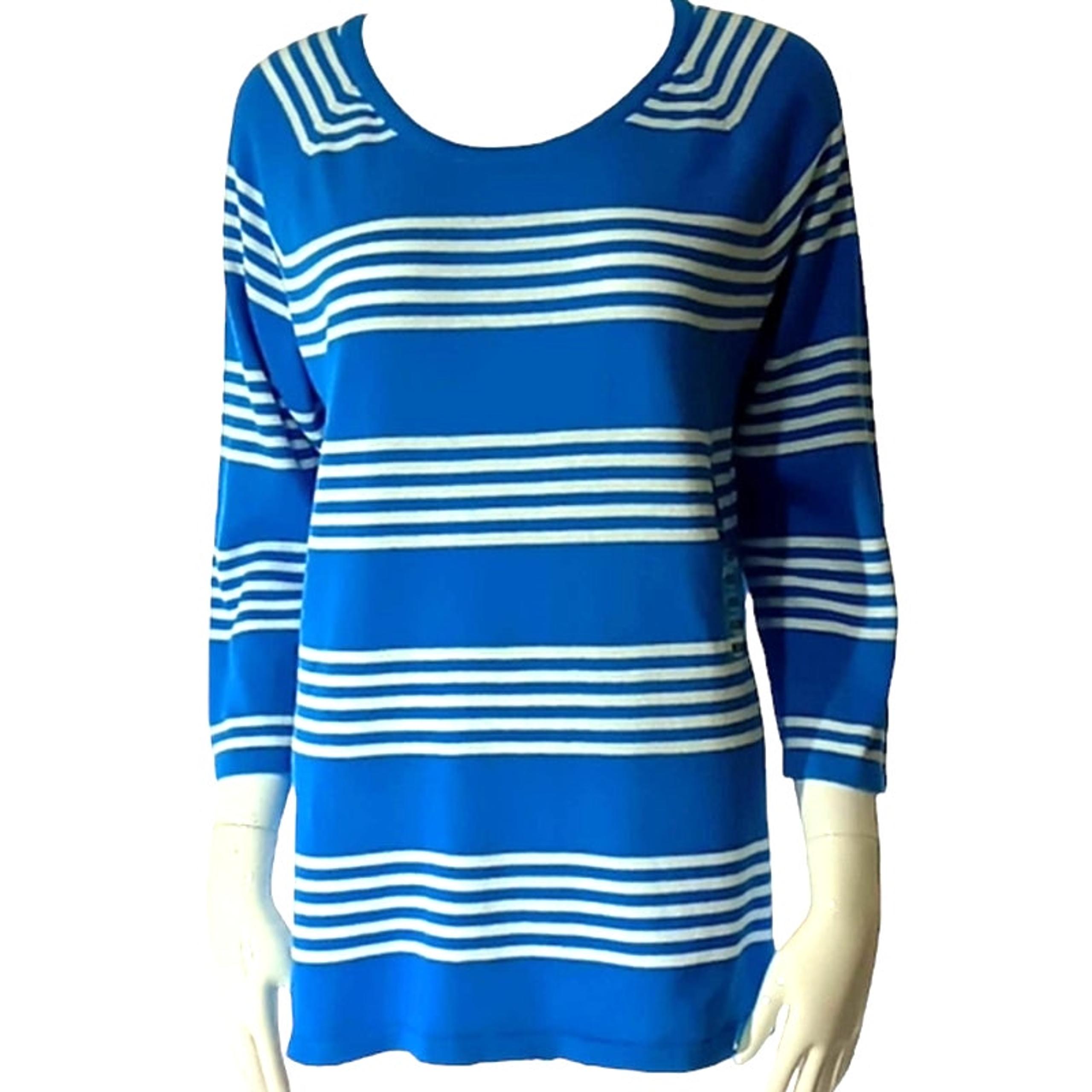 NWT JEANNE PIERRE Women's 3/4 Sleeve Blue Sweater Size MEDIUM
