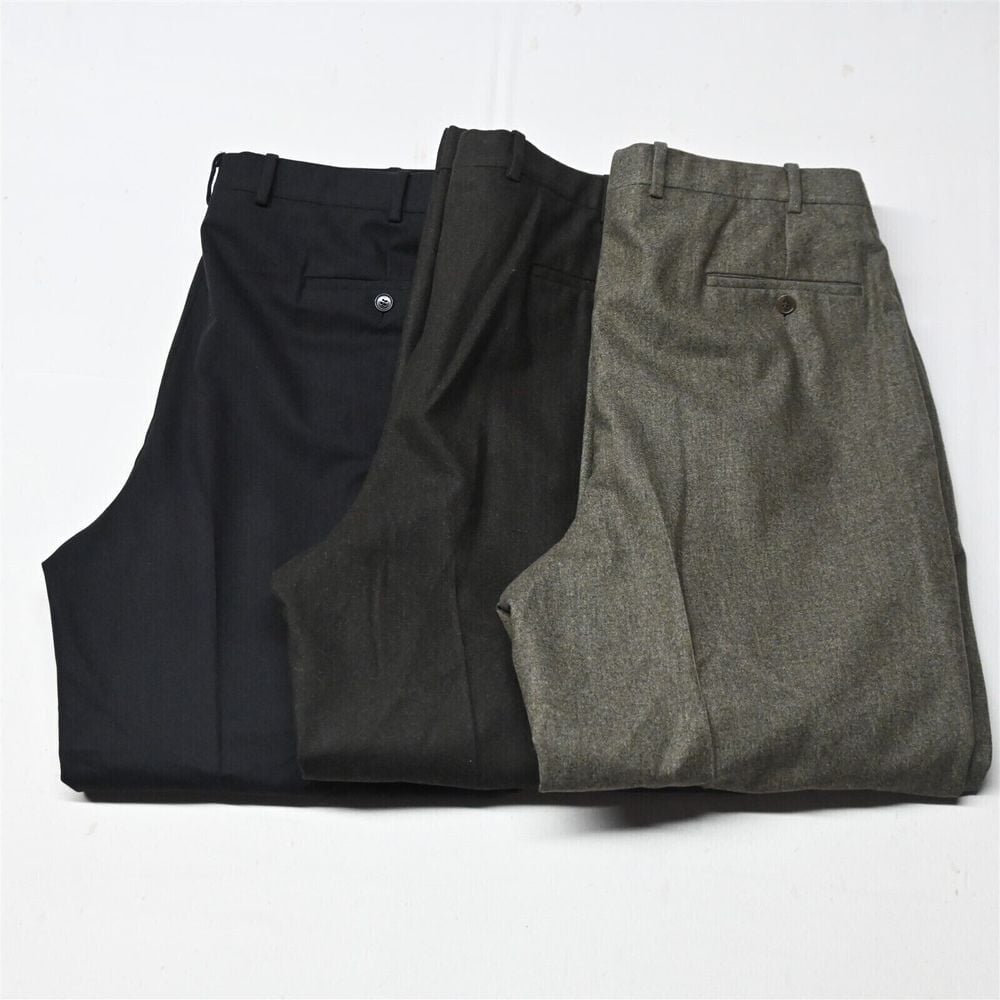 Lot 3 Samuelson 34x32 Super 100s Tweed Flannel Wool Pleated Mens Dress Pants