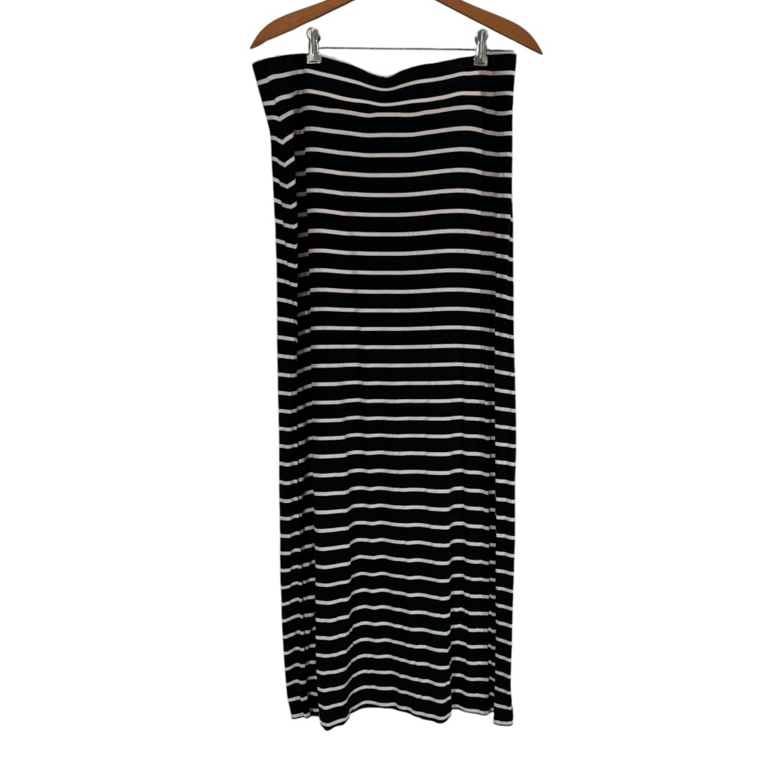 ana Long Maxi Skirt Black and White Striped L
