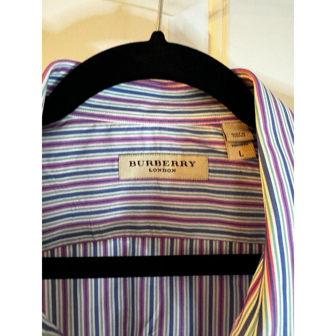 Burberry London striped dress shirt large EUC