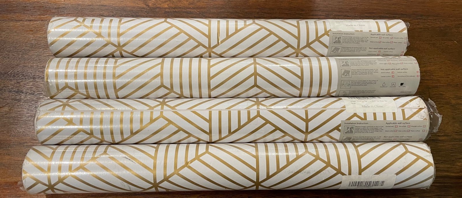 Gold Line Geometric Adhesive Wallpaper Shelfliner