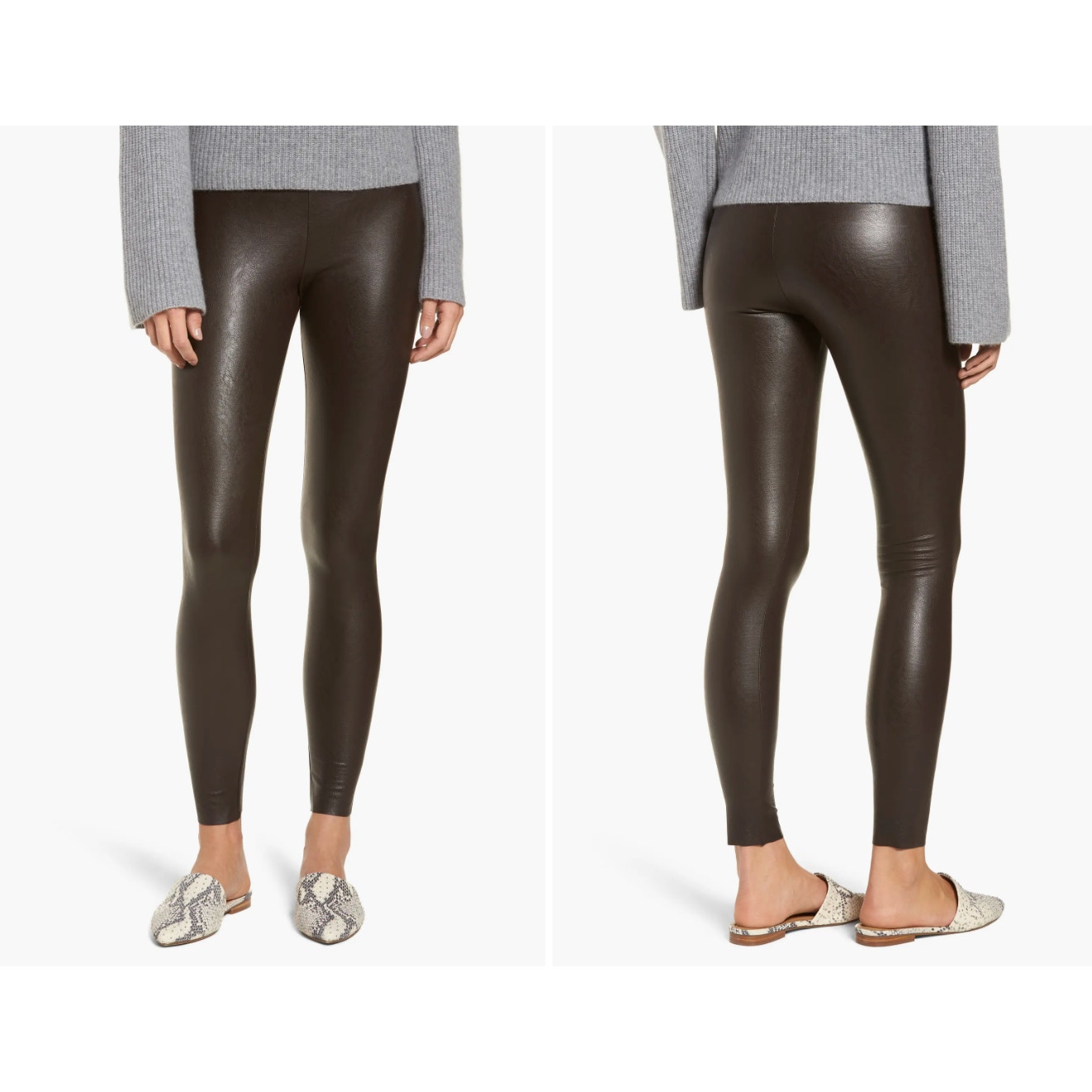 Commando Control Faux Leather Leggings Shape-wear Tummy Control Brown XL