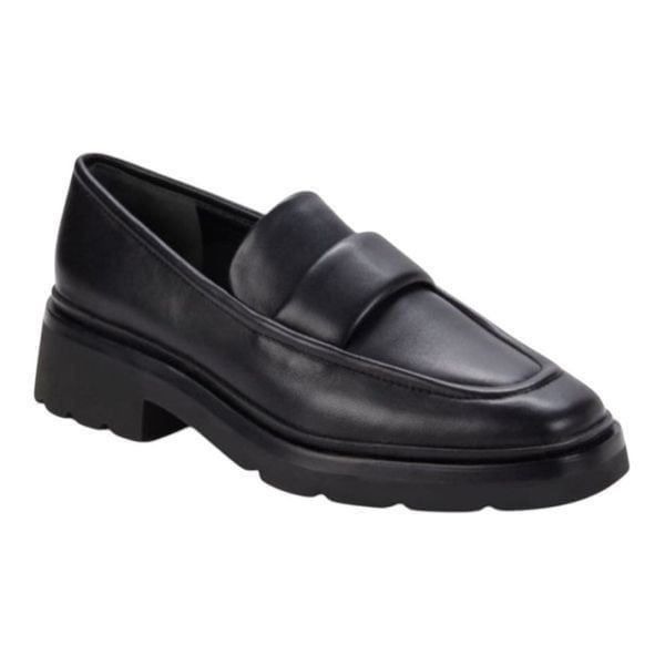 Vince Womens Robin Apron Toe Leather Black Chunky Lug Sole Penny Loafers Sz 7.5