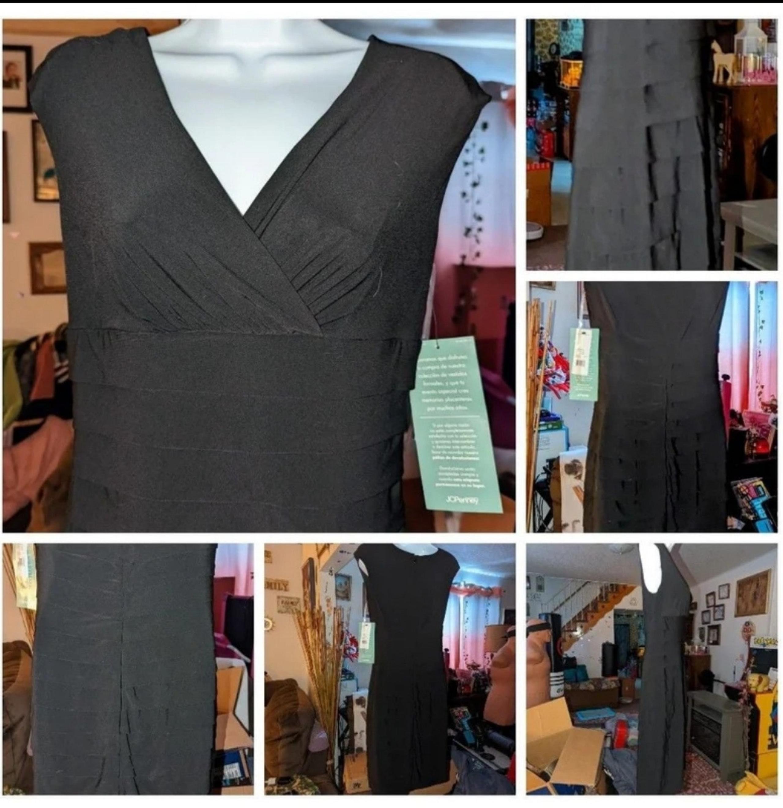 "American Living Dress" Solid Black Drape Midi knee length Dress. Brand New!
