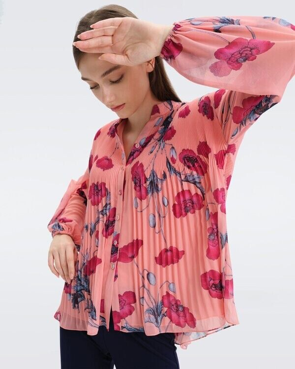 398 DIANE VON FURSTENBERG Nate Blouse In Poppy Soft Pink M
