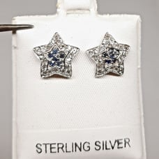 SAPPHIRE & WHITE TOPAZ STERLING EARRINGS