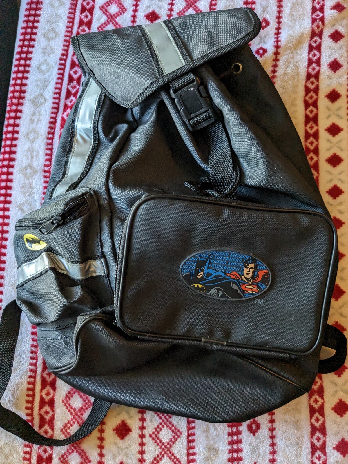 Vintage 1999 Warner Brothers Store Batman & Superman Backpack