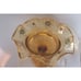 VINTAGE GOLD TONE GLASS PEDESTAL BOWL WITH PAINTED FLORAL ACCENT