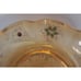 VINTAGE GOLD TONE GLASS PEDESTAL BOWL WITH PAINTED FLORAL ACCENT