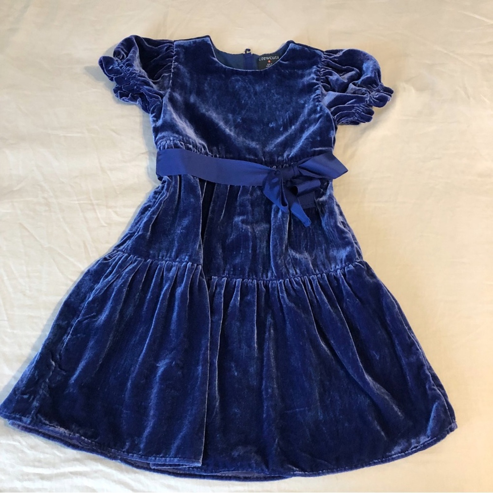 NWT J.Crew Navy Blue Velvet Puff Sleeve Dress Size 6