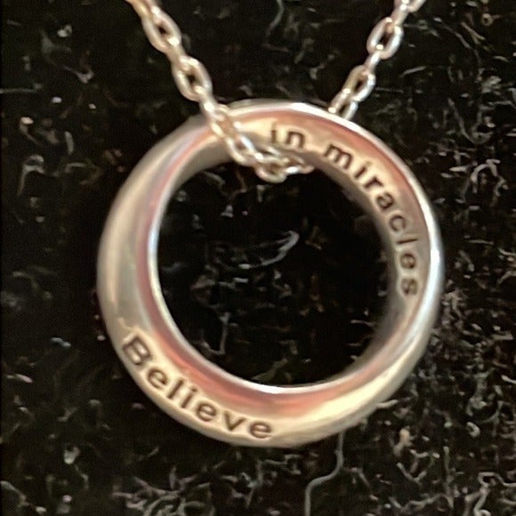 16” silver-925 Italy-necklace w/0.5” Irish blessing pendant-Believe in Miracle