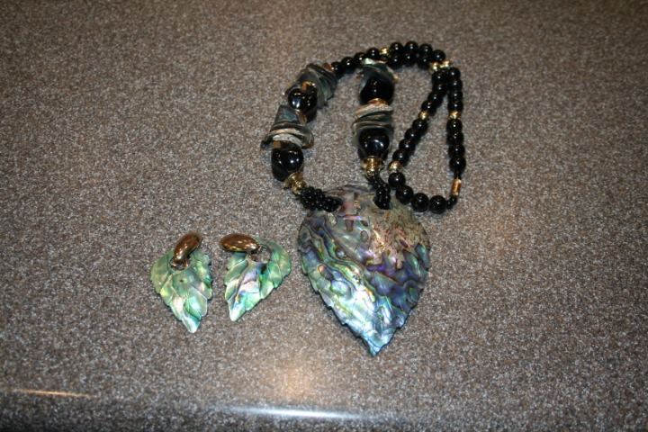 Abalone Necklace & Clip On Earring Set